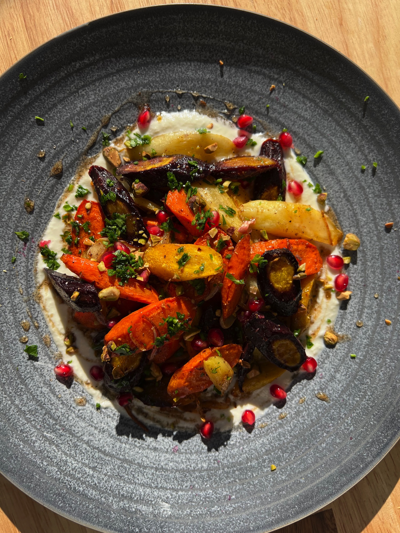 Rainbow Carrots with Whipped Feta and Harissa Honey